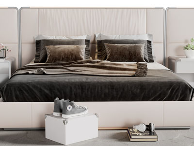 现代双人床床头柜