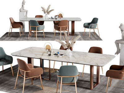 现代轻奢大理石餐桌椅组合