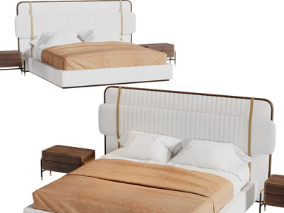现代布艺双人床