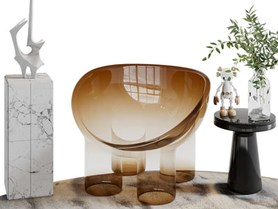 侘寂风透明休闲椅子