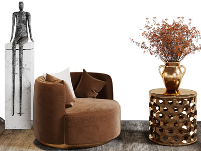 侘寂风单人沙发3d模型 侘寂风单人沙发