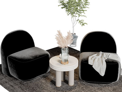 侘寂风布艺单人沙发