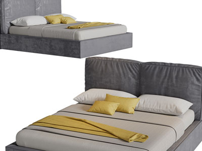 现代布艺双人床