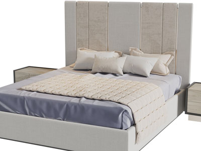 现代布艺双人床