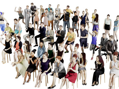 不同姿态的人群多人人物3d模型 不同姿态的人群多人人物