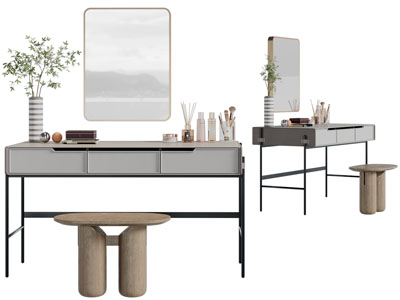 侘寂风化妆台、梳妆台