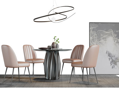 新中式圆形餐桌椅组合