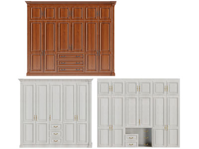 美式实木衣柜3d模型 美式实木衣柜