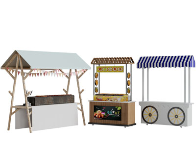 中式小吃售卖车3d模型 中式小吃售卖车