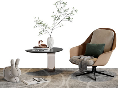 现代休闲椅子、边几