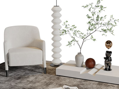 现代白色布艺单人沙发3d模型 现代白色布艺单人沙发