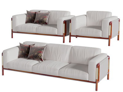 新中式多人双人单人沙发