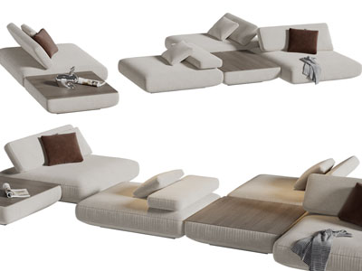 后现代布艺拼接多人沙发3d模型 后现代布艺拼接多人沙发