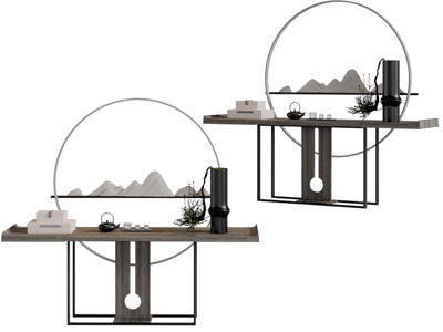 新中式端景台3d模型 新中式端景台