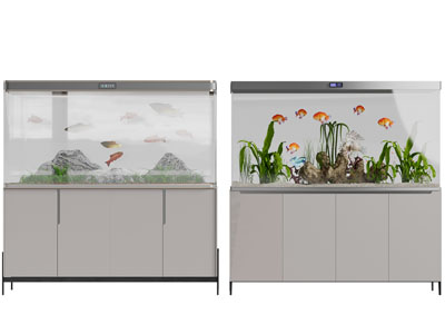 新中式带收纳柜的鱼缸