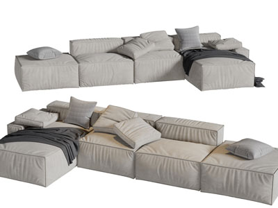 现代布艺转角多人沙发3d模型 现代布艺转角多人沙发