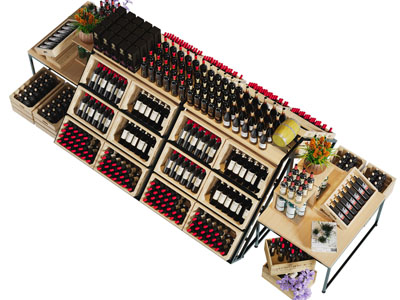 现代实木红酒展柜、展台、货架、摆台