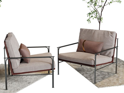 现代金属支架的休闲椅子