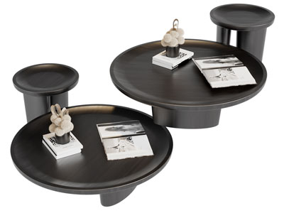 现代黑色托盘茶几边几3d模型 现代黑色托盘茶几边几