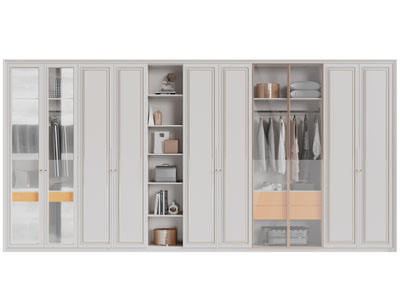 现代玻璃柜门的衣柜3d模型 现代玻璃柜门的衣柜