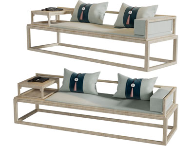 新中式实木多人沙发3d模型 新中式实木多人沙发