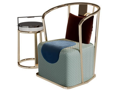 新中式休闲单人沙发3d模型 新中式休闲单人沙发