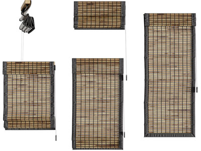 中式民宿竹制拉帘卷帘3d模型 中式民宿竹制拉帘卷帘