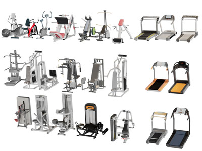 现代跑步机椭圆机健身器材体育设备3d模型 现代跑步机椭圆机健身器材体育设备