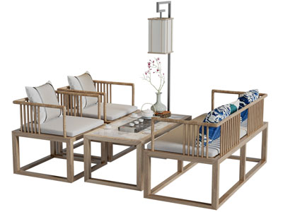 新中式实木茶桌椅组合