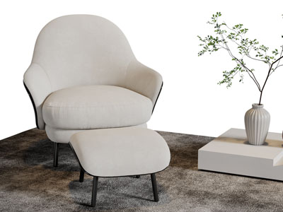 现代休闲单人沙发脚踏3d模型 现代休闲单人沙发脚踏