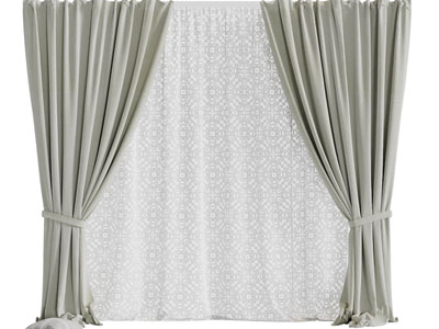 新中式窗纱窗帘3d模型 新中式窗纱窗帘