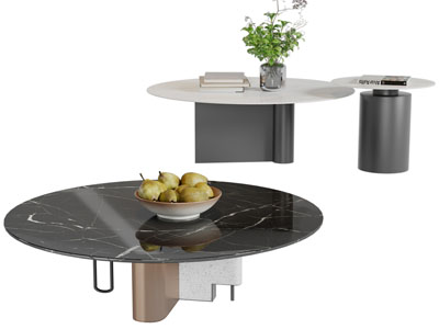 现代圆形大理石茶几3d模型 现代圆形大理石茶几