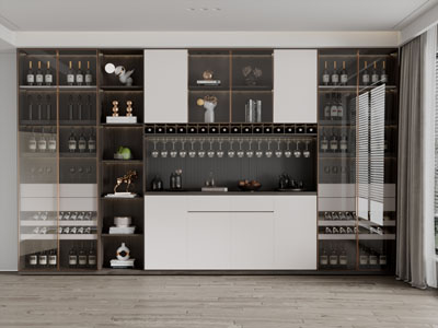 现代轻奢玻璃柜门酒柜