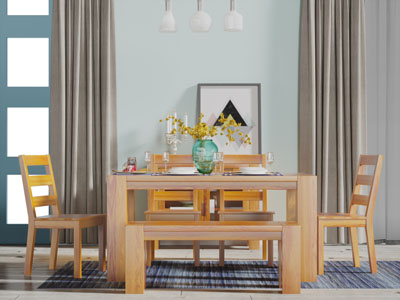 现代实木餐桌椅组合