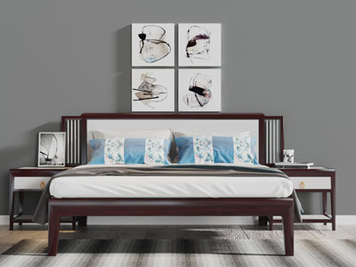 新中式实木双人床