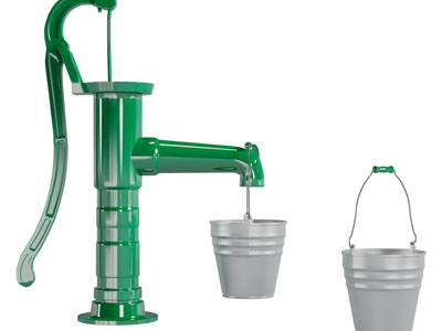 现代复古压水井水龙头、水桶3d模型 现代复古压水井水龙头、水桶
