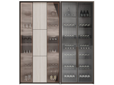 现代条纹玻璃柜门装饰酒柜