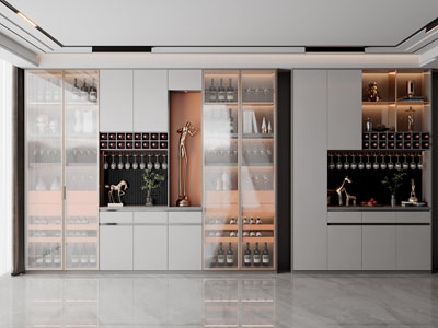 现代玻璃柜门装饰酒柜