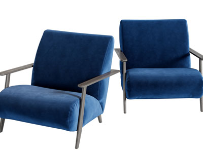 现代蓝色休闲单人沙发3d模型 现代蓝色休闲单人沙发