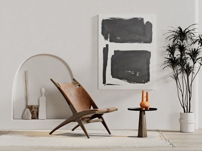 侘寂风休闲椅子边几