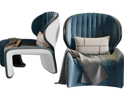 侘寂风休闲单人沙发3d模型 侘寂风休闲单人沙发