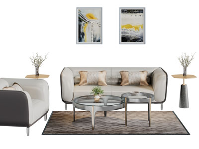 新中式多人单人沙发茶几组合3d模型 新中式多人单人沙发茶几组合