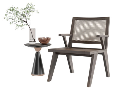 侘寂风实木休闲椅子、边几