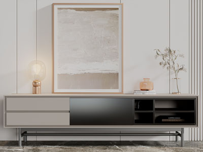 现代电视柜、装饰画