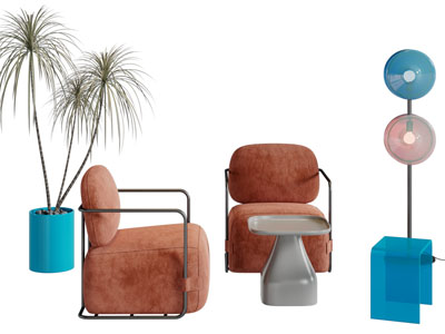 侘寂风单人沙发边几3d模型 侘寂风单人沙发边几