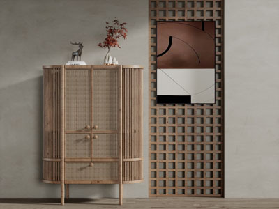 侘寂风玄关柜边柜、装饰品摆件