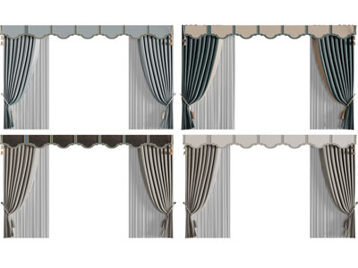 新中式窗纱窗帘3d模型 新中式窗纱窗帘