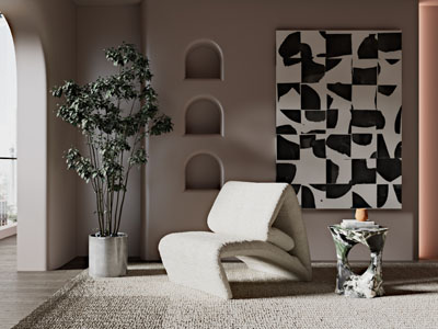 侘寂风休闲单人沙发边几3d模型 侘寂风休闲单人沙发边几