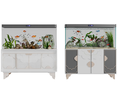 新中式装饰鱼缸的收纳装饰柜