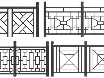 新中式栏杆护栏3d模型 新中式栏杆护栏